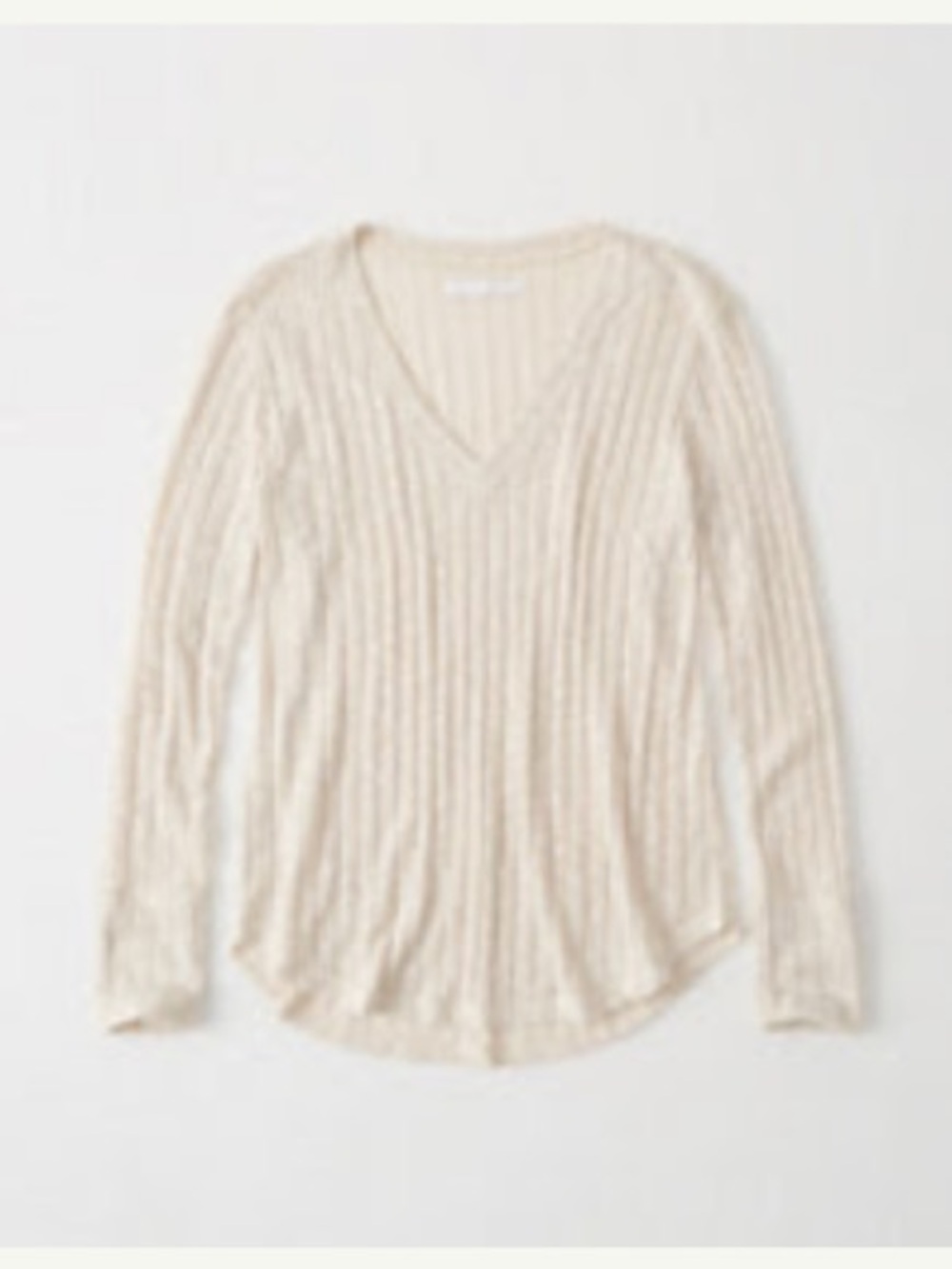 Abercrombie & Fitch Lightweight V Neck Nubby Ribbed Knit Sweater Tan Large